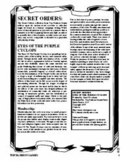 Role Playing Games - Secret Societies: Eyes Of The Purple Cyclops