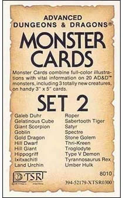 Role Playing Games - AD&D Monster Cards - Set 2