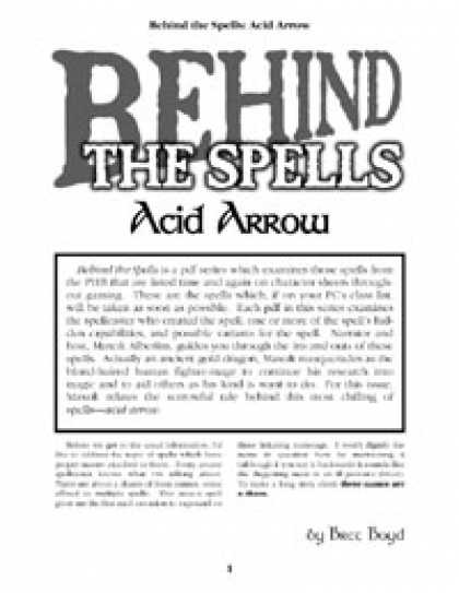 Role Playing Games - Behind the Spells: Acid Arrow