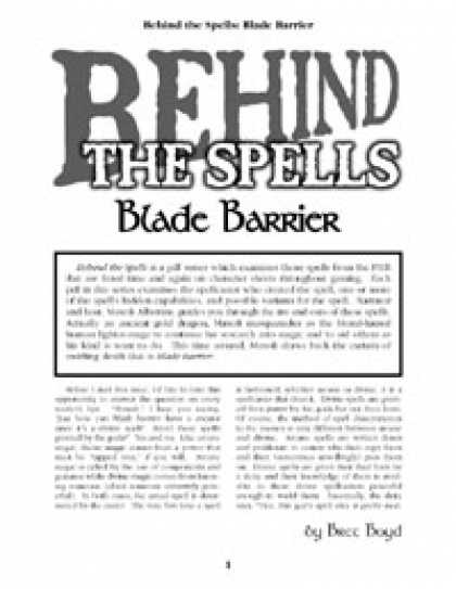 Role Playing Games - Behind the Spells: Blade Barrier