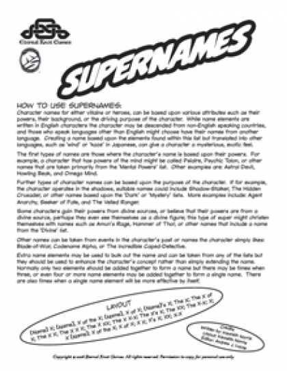 Role Playing Games - Supernames
