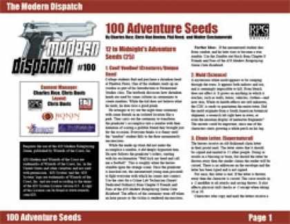 Role Playing Games - Modern Dispatch (#100): 100 Adventure Seeds