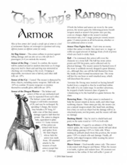 Role Playing Games - The King's Ransom: Armor