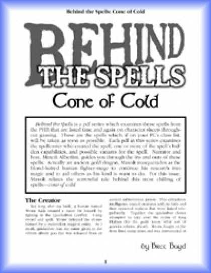 Role Playing Games - Behind the Spells: Cone of Cold