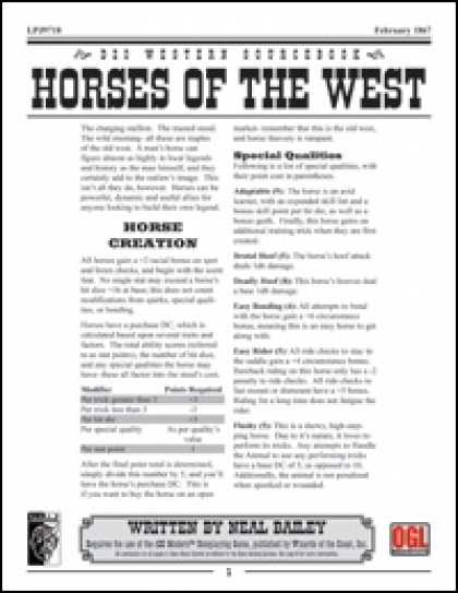 Role Playing Games - Horses of the West
