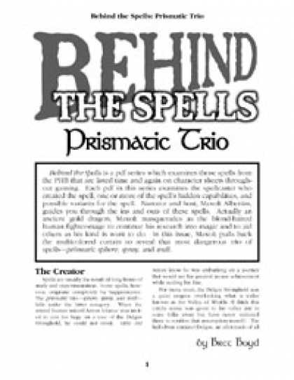 Role Playing Games - Behind the Spells: Prismatic Trio