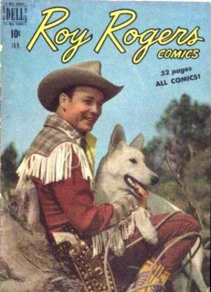 Roy Rogers Comics 25 - Man Holding Dog - Dell - All Comics - 52 Pages - Cowboy