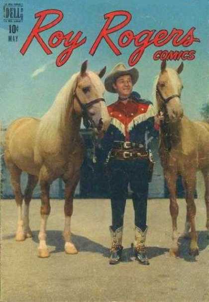 Roy Rogers Comics 5 - In This Picture The Ranger Having Two Horse - The Two Horse Are Some What White And Yellow Mixing Colour - The Person Having Two Gun In His Side Pocket - He Is A Good Gun Fighter - He Is Also A Good Horse Rider