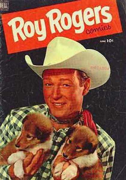 Roy Rogers Comics 54 - Western - Cowboy - Puppies - Hankerchief - Plaid Shirt