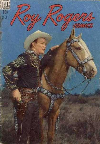 Roy Rogers Comics 7 - Horse - Hat - Outdoor - Watching Something - Dell