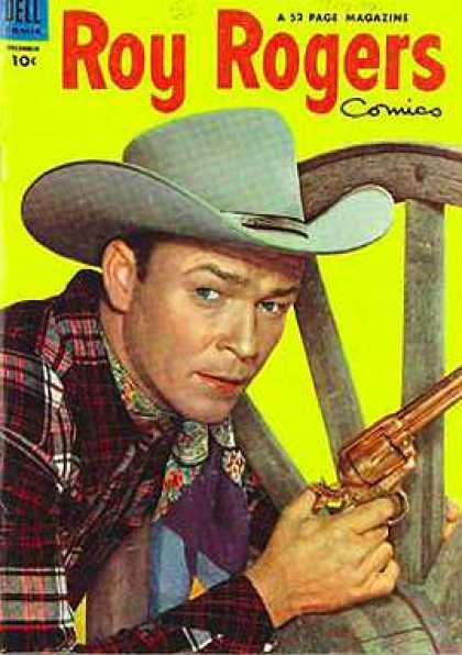 Roy Rogers Comics 72 - Golden Gun - Cowboy - Yellow Cover - Wagon Wheel - Handkerchief