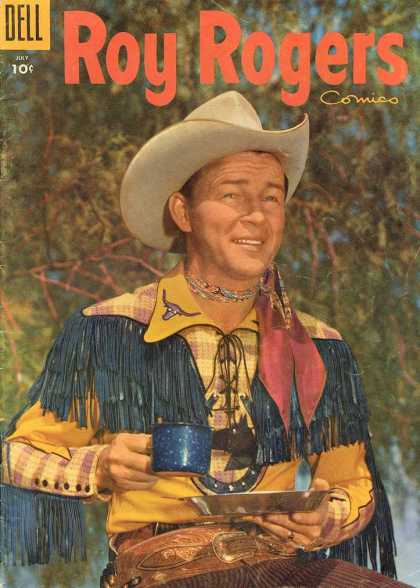 Roy Rogers Comics 91 - Cowboy - Metal Cup - Metal Plate - Tie Around Neck - Fringes On Clothes