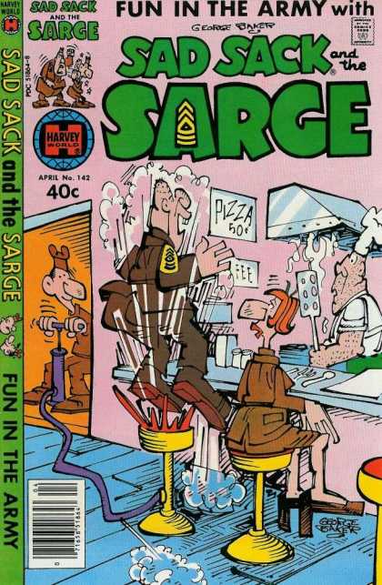 Sad Sack and the Sarge 142 - Exploding Chair - At The Diner - Bicycle Pump - George Baker - Pizza 50 Cents