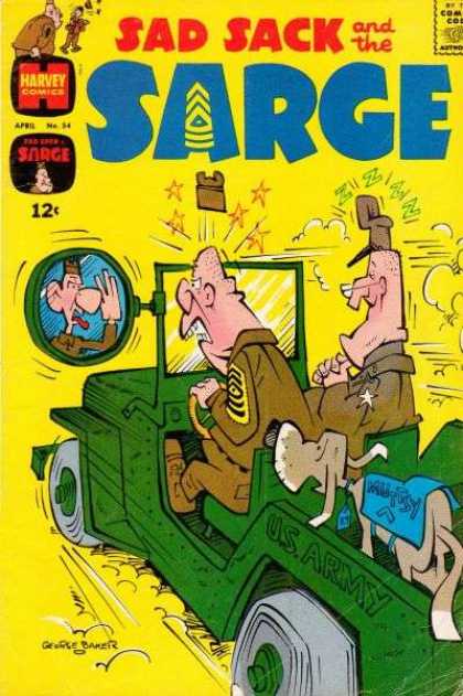 Sad Sack and the Sarge 54 - Army Jeep - Mutsy - Rear View Mirror - Reflection Sticking Out Tongue - Driving