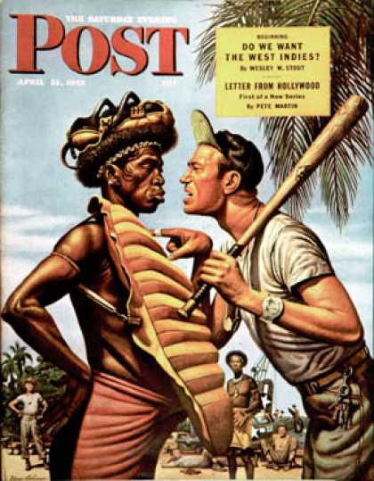 Saturday Evening Post - 1945-04-21: Island Game (Stevan Dohanos)