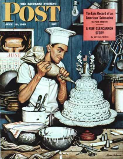 Saturday Evening Post - 1945-06-16: Icing the Wedding Cake (Stevan Dohanos)
