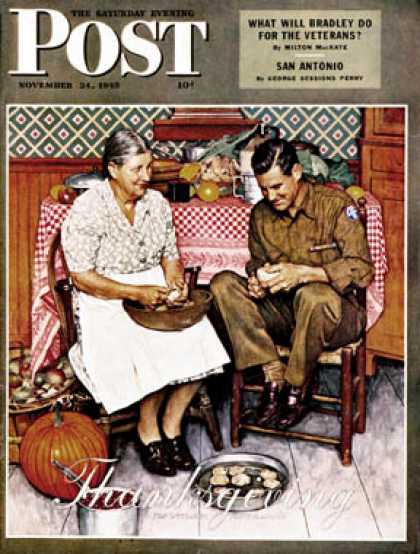 Saturday Evening Post - 1945-11-24: "Home for Thanksgiving" (Norman Rockwell)
