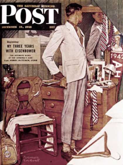 Saturday Evening Post - 1945-12-15: "Imperfect Fit" (Norman Rockwell)
