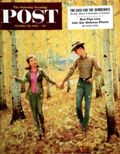 Saturday Evening Post - 1952-10-18: Walk in the Forest (John Clymer)