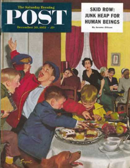 Saturday Evening Post - 1952-12-20: Crashing Mom's Card Party (Richard Sargent)