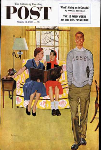 Saturday Evening Post - 1953-03-14: Boyfriend's Baby Pictures (George Hughes)