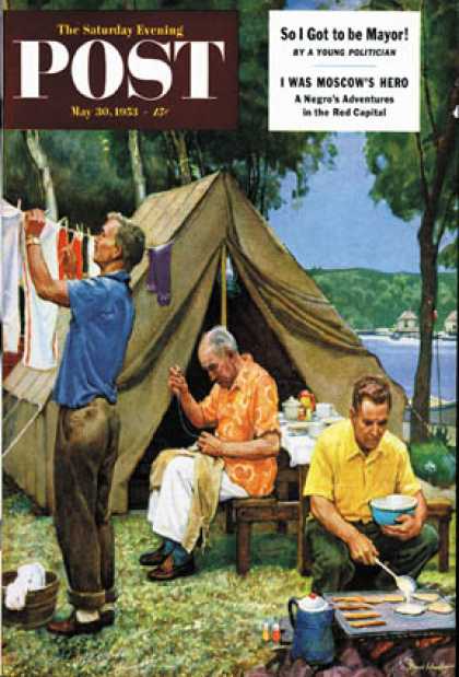 Saturday Evening Post - 1953-05-30: Three Generations Camping (Mead Schaeffer)