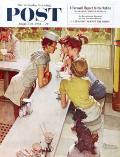 Saturday Evening Post - 1953-08-22: "Soda Jerk" (Norman Rockwell)
