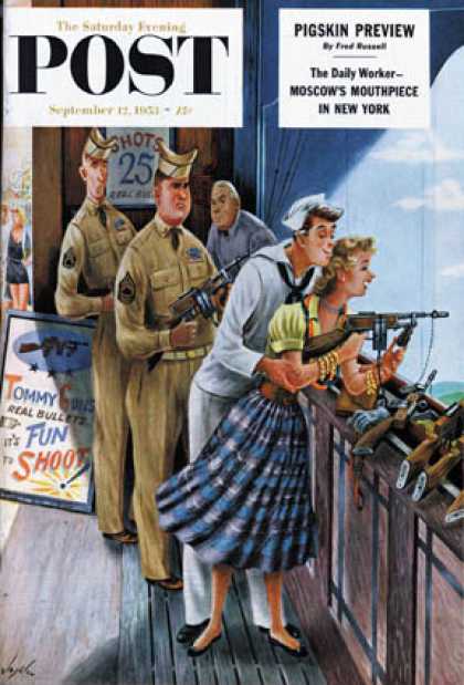 Saturday Evening Post - 1953-09-12: Shooting Gallery (Constantin Alajalov)