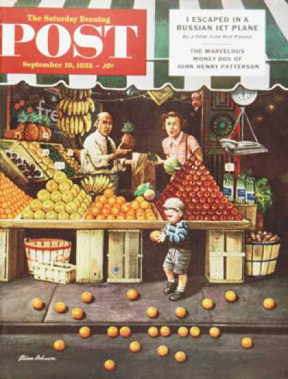 Saturday Evening Post - 1953-09-19: Towddler and Oranges (Stevan Dohanos)