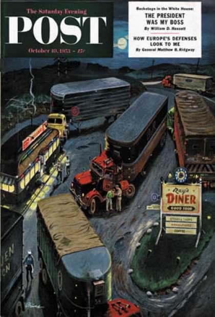 Saturday Evening Post - 1953-10-10: Truck Stop Diner (Ben Kimberly Prins)