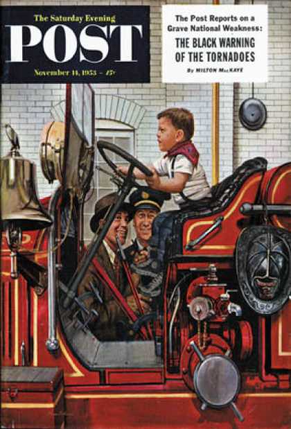 Saturday Evening Post - 1953-11-14: Boy on Fire Truck (Stevan Dohanos)