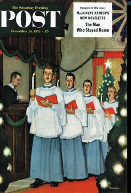 Saturday Evening Post - 1953-12-26: Boys Christmas Choir (Mead Schaeffer)