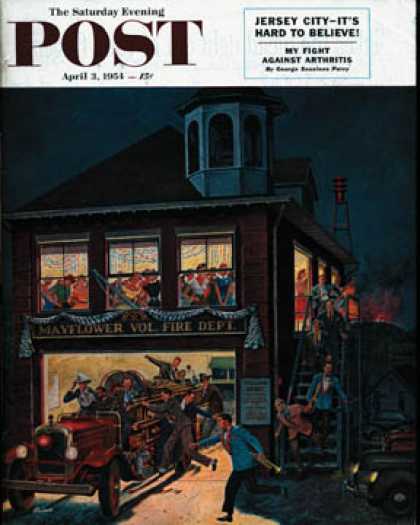 Saturday Evening Post - 1954-04-03: Fireman's Ball (Ben Kimberly Prins)