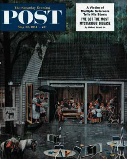 Saturday Evening Post - 1954-05-22: Rain-out Birthday Party (Stevan Dohanos)
