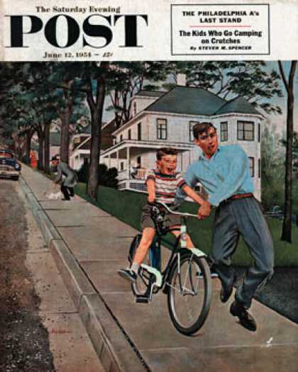 Saturday Evening Post - 1954-06-12: Bike Riding Lesson (George Hughes)