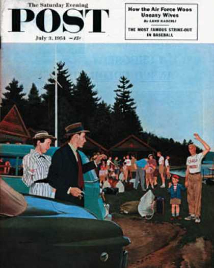 Saturday Evening Post - 1954-07-03: First Day at Camp (George Hughes)