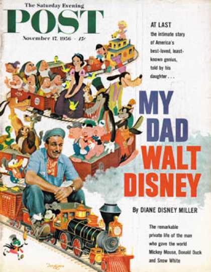 Saturday Evening Post - 1956-11-17: Walt Disney on Toon Train (Gustaf Tenggren)