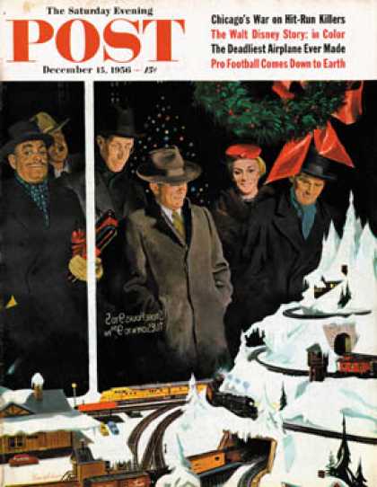 Saturday Evening Post - 1956-12-15: Christmas Train Set (George Hughes)