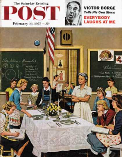 Saturday Evening Post - 1957-02-16: Setting the Table (Stevan Dohanos)