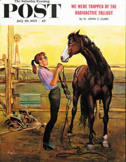 Saturday Evening Post - 1957-07-20: Putting on the Bridle (George Hughes)