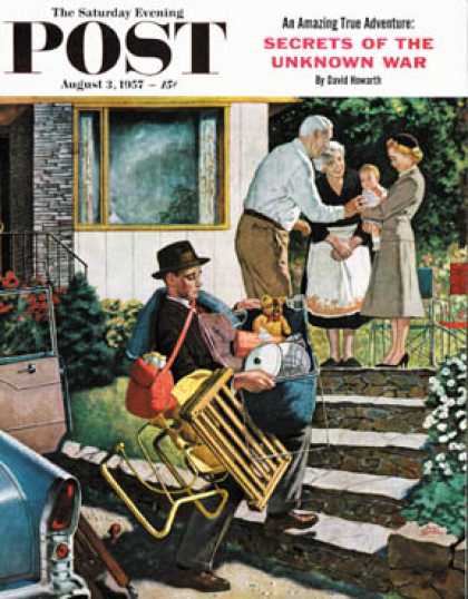 Saturday Evening Post - 1957-08-03: Visiting the Grandparents (Amos Sewell)