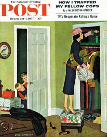 Saturday Evening Post - 1957-12-07: Hiding the Presents (Richard Sargent)