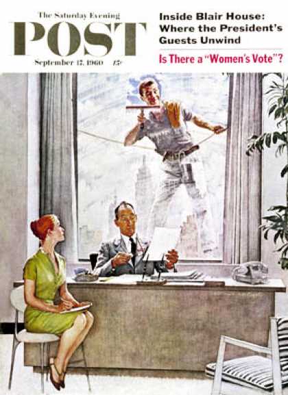 Saturday Evening Post - 1960-09-17: "Window Washer" (Norman Rockwell)