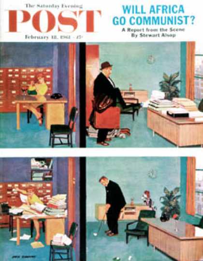 Saturday Evening Post - 1961-02-18: Putting Time in the Office (Richard Sargent)