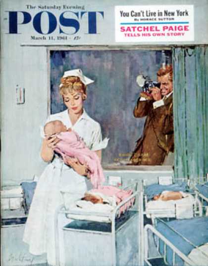 Saturday Evening Post - 1961-03-11: Father Takes Picture of Baby in Hospital (M. Coburn Whitmore)