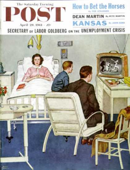 Saturday Evening Post - 1961-04-29: Baseball in the Hospital (Amos Sewell)