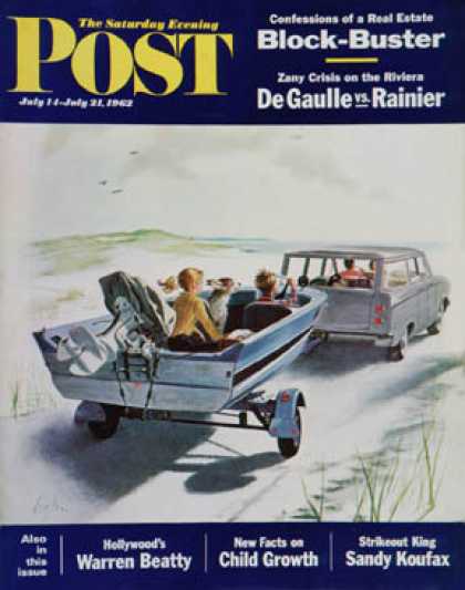 Saturday Evening Post - 1962-07-14: Highway Boatride (George Hughes)