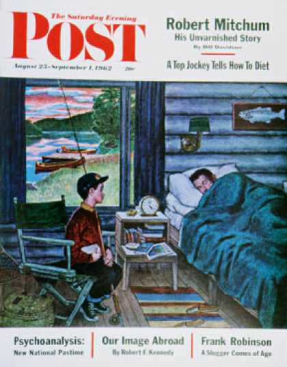 Saturday Evening Post - 1962-08-25: Dad, the Fish are Biting (Amos Sewell)