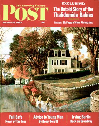 Saturday Evening Post - 1962-10-20: Walking Home in the Rain (John Clymer)