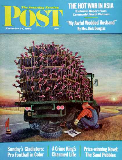 Saturday Evening Post - 1962-11-24: Turkey Truck Has Flat (Jan Balet)